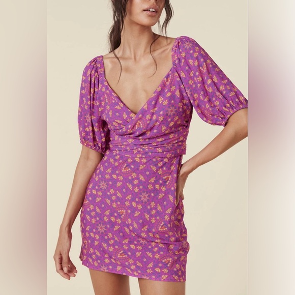 Spell Madame Peacock Sweetheart Mini Dress Boysenberry NWT! - Picture 6 of 7